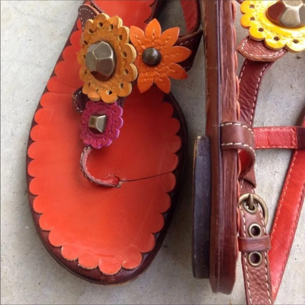 Moschino cheap & chic Y2K orange floral thong sandals Euro 35
